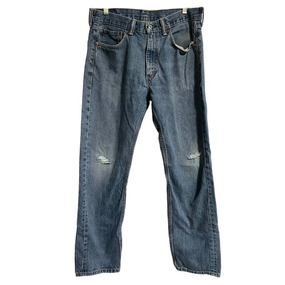 Levis 505 Mens Blue Denim Straight Leg Jeans Size 32 Measures 32x31 - Picture 1 of 10